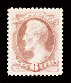 186, 6c Pink, an incomparable quality mint example, possessing mathematically precise centering amid lavishly large margins, considerably stronger color than typically
encountered on especially bright paper, full clean o.g. that has been only li