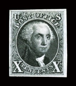 4, 10c Black reproduction, without gum as issued, four large to very large margins, deep rich color and a crisp impression, choice very fine 1980 PF certificate
ex-McCree.
