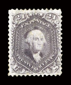 60, 24c Dark violet August, strong color in the distinctive August shade, full o.g., insignificant corner crease, certificate mentions staining which has largely been removed,
fine appearance a most presentable example of this rarity 1986 PF