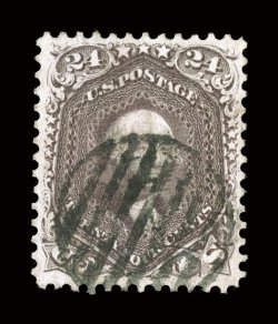 70, 24c Red lilac, used, excellent centering within large margins for this value, particularly strong color and impression, neat grid cancel, extremely fine 2007 PF
certificate (VF-XF 85 SMQ $700.00).