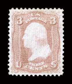 83 var., 3c Rose, C grill, grill points down, well centered although expertly reperforated at right, warm color, full original gum, extremely fine appearance any mint example
of the Three Cent C Grill is very scarce, but the grill points do