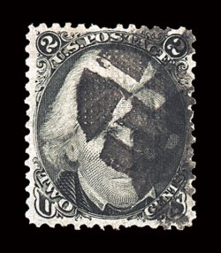 84, 2c Black, D grill, an exceptional used single of this rare stamp, possessing far better centering than usually found, as most examples of this grilled stamp are centered
strongly to the right, often well into the perforations, this particu