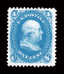 102, 1c Blue re-issue, brilliantly rich color and a well incised impression on pristine white paper, o.g., very fine 1988 PF certificate.