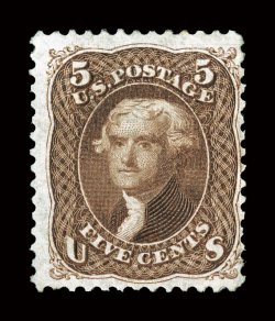 105, 5c Brown re-issue, rich color and a strong impression, part o.g., fine only 672 sold 1976 PF certificate.