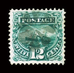 117, 12c Green, used, exceptionally well centered within uncommonly large margins, deep rich color and a crisp impression, petite circle of wedges cancel, extremely fine 2002
PF certificate.