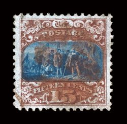 119, 15c Brown and blue, Ty. II, used, exceptionally well centered within wide margins, rich colors and strong impressions, cancelled solely by a red cork cancel which is most
unusual on this value, extremely fine 2006 PF certificate.