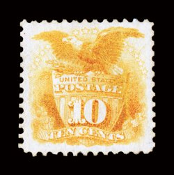 127, 10c Yellow re-issue, marvelously well centered within very large margins, bright color, slightly redistributed part o.g., extremely fine only 1,947 sold clear 1992 PF
certificate and a 2008 PSE certificate.