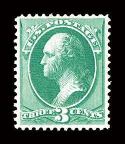 136, 3c Green with grill, very well centered and margined, bright color, easily identifiable grill, full o.g., lightly hinged, extremely fine 1991 PF certificate and a 2008 PF
certificate (XF 90 SMQ $2,000).