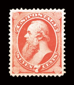 149, 7c Vermilion, impeccably well centered within large margins, deep vibrant color and a strong impression, full but just slightly disturbed o.g., extremely fine clear 1988
PF certificate and a 2008 PSE certificate (XF-Superb 95 SMQ $6,150.0