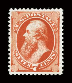 196, 7c Scarlet vermilion special printing, without gum as issued, a wonderfully choice example of this rare special printing, being quite well centered within large margins,
even more impressive is this stamps deep luxuriant color and impressi