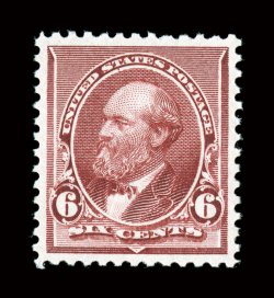 224, 6c Brown red, a gem mint example possessing large and incredibly well balanced margins all around, sumptuously rich color and a razor-sharp impression on brilliantly
fresh paper, uniformly intact perforations all around, immaculate o.g., n.