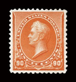 229, 90c Orange, wonderfully well centered within large margins, deep color and a strong impression, o.g., lightly hinged, extremely fine a difficult stamp to find this well
centered and margined 1983 PF certificate and a 2006 PSE certificate
