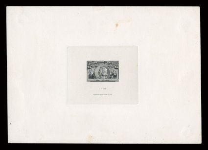 230P1-45P1, 1c-$5.00 Columbians, large die proofs on India cplt., die sunk on 202x144mm card, bright colors, some small faults, usually minor mounting thins to card, a few
with a bit of foxing, very fine appearance a presentable and highly coll