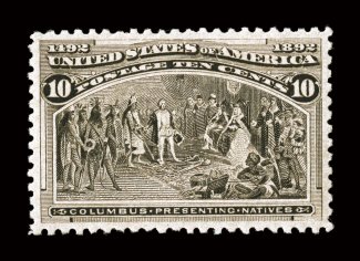 237, 10c Columbian, pristine mint single, exceptionally well centered, rich color and a crisp impression, o.g., n.h., extremely fine 2007 PF certificate.
