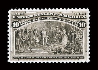 237, 10c Columbian, excellent centering, rich color, o.g., n.h., extremely fine 2008 PSE certificate (XF 90 SMQ $1,150.00).