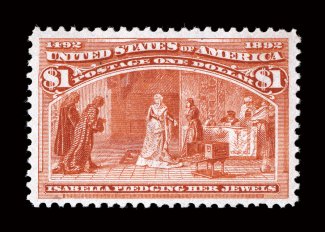 241, $1.00 Columbian, premium quality mint example that is especially well centered within uncommonly large margins, wonderfully bright and fresh, o.g., very lightly hinged,
extremely fine 2000 PF certificate and a 2008 PSE certificate (XF 90