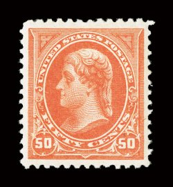 260, 50c Orange, exceptionally well centered within lavishly large margins which are seldom encountered on this value, bright fresh color, o.g., faintly hinged, extremely fine
1982 PF certificate.