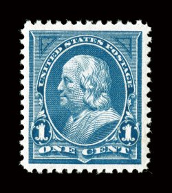 264, 1c Blue, marvelously well centered within extravagantly large margins, intense color and a well incised impression on pristine paper, o.g., n.h., extremely fine an
immaculate large-margined gem 2002 PF certificate.