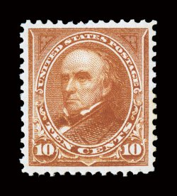 283a, 1900 10c Orange brown, vertical watermark, exceedingly well centered within large margins, strong rich color, o.g., n.h., extremely fine a select quality example of this
elusive and newly listed variety 2008 PF certificate.