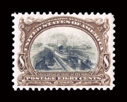 298, 8c Pan-American, precisely centered within large margins, deep rich colors and crisp detailed impressions, o.g., n.h., extremely fine gem seldom found so well centered
2001 PF certificate.