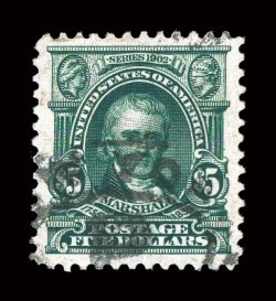 313, $5.00 Dark green, very well centered within lavishly large margins which are most unusual for this scarce high value, sumptuously rich color and a well defined impression
on fresh paper, an extremely fine used jumbo 2003 PF certificate and
