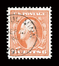 336, 6c Red orange, pretty used single, wonderfully well centered within exceptionally large margins, bright color, light c.d.s. cancel, extremely fine used gem 2008 PSE
certificate (XF-Superb 95 SMQ $195.00) this is the highest grade the P