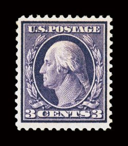 359, 3c Deep violet on bluish paper, well centered and margined although reperforated at right, strong rich color, o.g., with just a faint trace of hinging, very fine
appearance clear 1982 PF certificate.