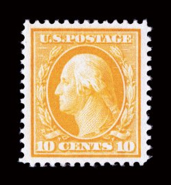 381, 10c Yellow, excellent centering within wide margins, brilliant color, o.g., lightly hinged, extremely fine 2001 PF certificate and a 2008 PSE certificate (XF-Superb 95
SMQ $335.00).