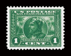 397, 1c Panama-Pacific, extraordinarily well centered within impressively large margins all around, plus its color is especially intense and its impression deeply incised on
fresh paper, o.g., n.h., extremely fine a striking gem 2006 PSE certi