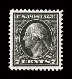 407, 7c Black, highly select mint example, exceedingly well centered within uncharacteristically large margins, deep rich color and a well incised impression on especially
bright paper, immaculate o.g., n.h., extremely fine 1992 and 2004 PF cer