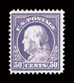 422, 50c Violet, double line watermark, quite fresh, strong rich color, o.g., n.h., fine 2008 PSE certificate.