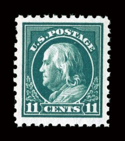 434, 11c Dark green, wonderfully well centered amid extravagantly large margins, deep luxuriant color and impression, o.g., n.h., extremely fine an especially large-margined
example 2002 PF certificate.