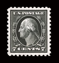 469, 7c Black, an impressively margined mint example, being exceptionally well centered within considerably larger margins than typically associated with this challenging
value, deep rich color and impression, o.g., n.h., extremely fine 2000 PF