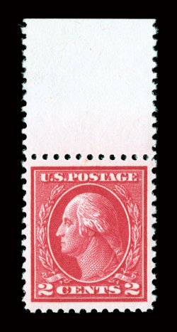 500, 2c Deep rose, Ty. Ia, handsome top sheet-margin single, exceedingly well centered within large margins, beautiful color that is especially deep and vibrant, o.g., n.h.,
extremely fine 1982 PF certificate and a 2008 PSE certificate (XF 90