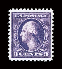 502d, 3c Dark violet, Ty. II, double impression, an exceptional quality mint example of this seldom offered and terribly undercataloged Washington-Franklin error stamp, being
in a condition unlike any other we have seen, flawlessly centered amid