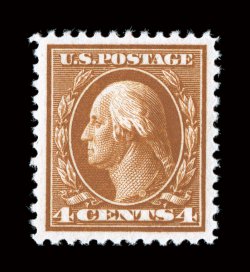 503, 4c Brown, select mint single outstanding centering amid large margins, sumptuously rich color and a deeply etched impression on pristine paper, o.g., n.h., extremely fine
gem 2006 PSE certificate (XF-Superb 95 SMQ $285.00).