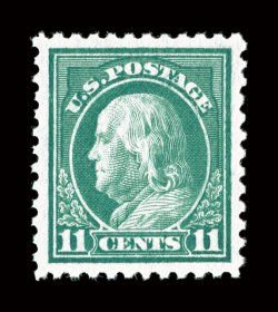 511, 11c Light green, an outstanding mint single, impeccably well centered within large margins, rich luxuriant color and a well defined impression, unblemished o.g., n.h., an
extremely fine gem 2002 PF certificate and a 2007 PSE certificate (S