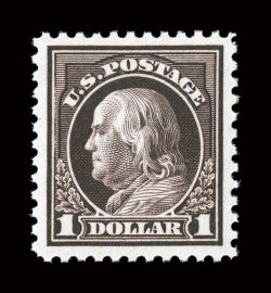 518, $1.00 Violet brown, choice mint single, exceedingly well centered within uncharacteristically wide margins, prooflike color and a razor-sharp impression on wonderfully
crisp paper, o.g., n.h., an extremely fine gem 2003 PF certificate.