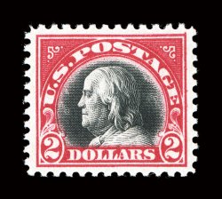 547, $2.00 Carmine and black, pristine mint example in the true carmine and black colors, which is a much scarcer and more challenging stamp to find than the more typically
offered lake and black variety, gorgeous colors on immaculate paper, mar