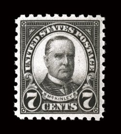 588, 7c Black, exceptionally well centered, intensely rich color and impression, o.g., n.h., extremely fine gem 2005 PSE certificate (XF-Superb 95 SMQ
$400.00).