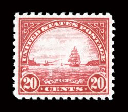 698, 20c Carmine rose, beautifully centered within large margins, deep vibrant color and a strong impression, o.g., n.h., extremely fine gem 2008 PSE certificate (Superb 98
SMQ $560.00) only one stamp grades higher.