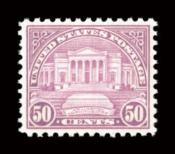 701, 50c Lilac, excellent centering, bright fresh color, o.g., n.h., extremely fine 2008 PSE certificate (XF-Superb 95 SMQ $315.00).