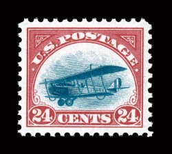 C3, 24c Carmine rose and blue, pristine mint example, deep rich colors, exceptionally well centered and margined, o.g., n.h., extremely fine and choice 2004 PF
certificate.