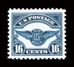 C5, 16c Dark blue, exceptionally well centered and margined, rich color and crisp impression, fresh o.g., n.h., extremely fine 2003 PSE certificate (XF-Superb 95 SMQ
$640.00).