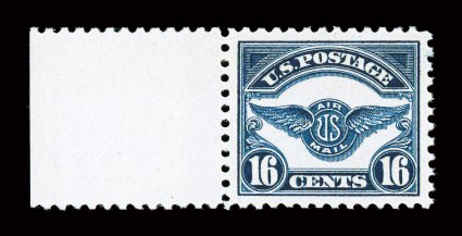 C5, 16c Dark blue, highly select left sheet-margin mint single, marvelous centering within wide margins, deep rich color and a crisp impression, pristine o.g., n.h., extremely
fine gem a particularly choice stamp 1998 PF certificate and a 2006