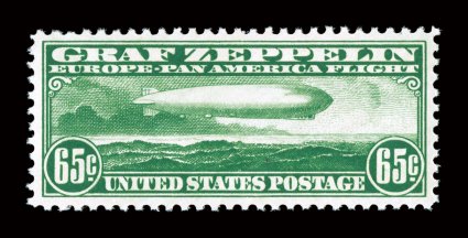 C13, 65c Graf Zeppelin, well centered and margined, bright color, o.g., n.h., choice very fine 2007 PSE certificate.