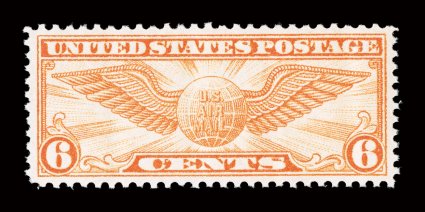 C19, 6c Winged Globe, excellent centering within lavishly large margins which are actually incredibly difficult to find on this normally tightly margined rotary press stamp,
fresh color, o.g., n.h., extremely fine 2008 PSE certificate (XF-Super