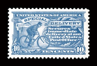 E11, 10c Ultramarine, marvelously well centered within very large margins, strong color, pristine o.g., n.h., extremely fine 2003 PF certificate.