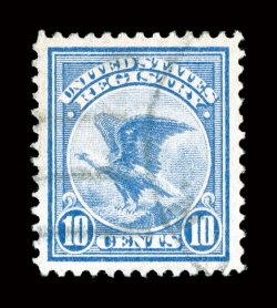 F1, 10c Registration, choice used single, excellent centering within unusually wide margins, strong color, lightly cancelled, extremely fine a surprisingly difficult stamp to
find in this premium used quality 2008 PSE certificate (XF-Superb 95