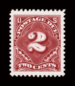 J32, 2c Deep claret, a visually stunning mint example, boasting absolutely immense jumbo margins and being incredibly well centered within this vast expanse, deep luxuriant
color and a razor-sharp impression on pristine paper, immaculate o.g., n